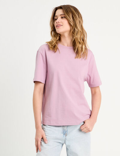 T-shirt oversize col rond vieux rose femme