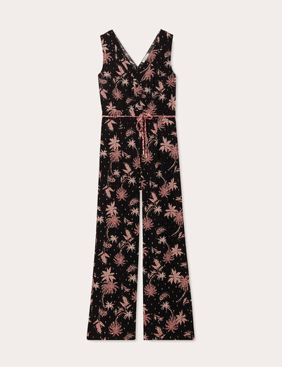 Combinaison pantalon large noir femme