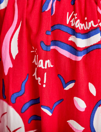 Jupon &eacute;vas&eacute; long rouge femme