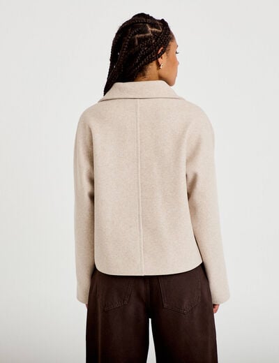 Caban court col montant beige femme