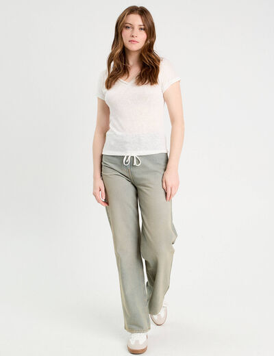 T-shirt détail noeud ecru femme