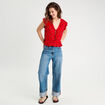 Blouse sans manches nouée rouge femme