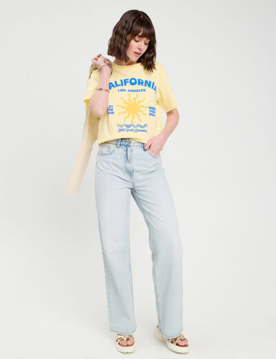 T-shirt manches courtes jaune clair femme