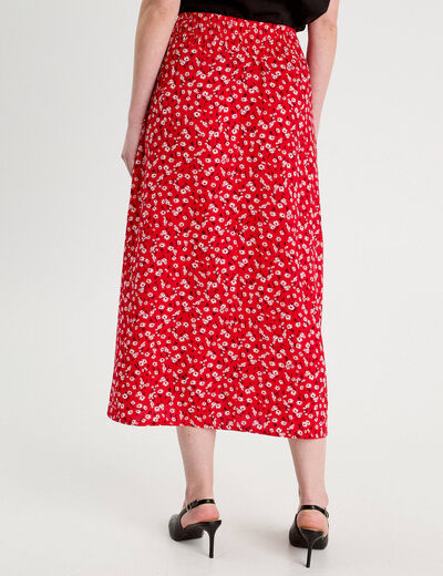 Jupe longue fluide rouge femme