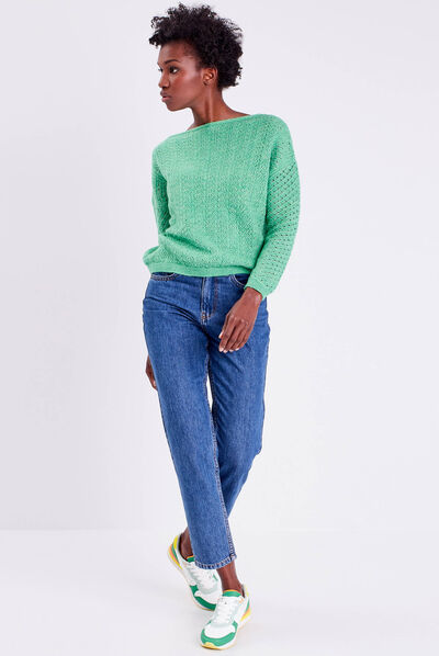 Jeans mom taille haute denim stone femme