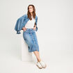 Jupe longue trapèze en jean denim double stone femme