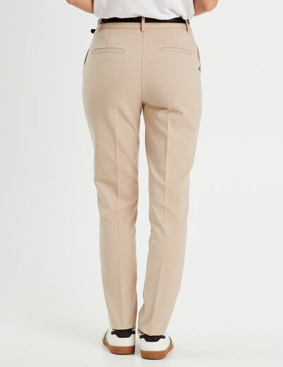 Pantalon cigarette ceinturé taupe femme