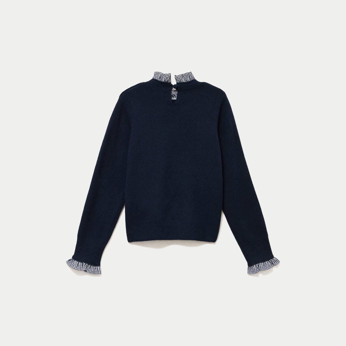 Pull col rond manches longues bleu marine femme