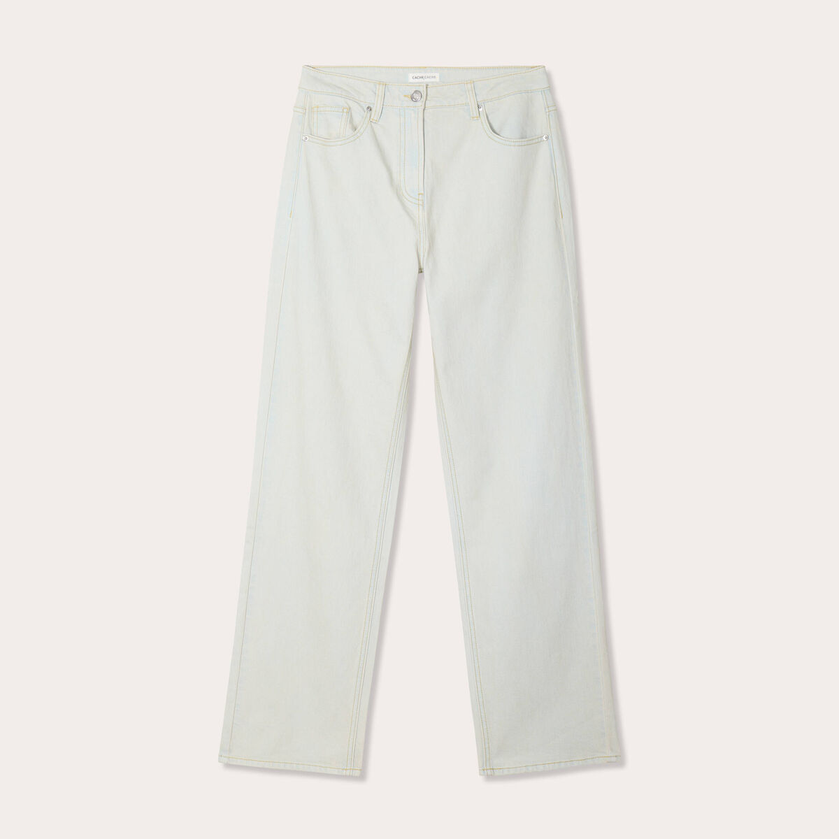 Jeans droit 5 poches denim bleach femme