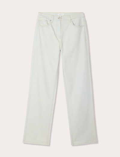 Jeans droit 5 poches denim bleach femme