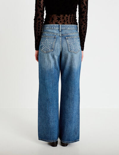 Jean wide leg taille basse denim double stone femme
