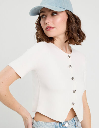 Gilet manches courtes blanc femme
