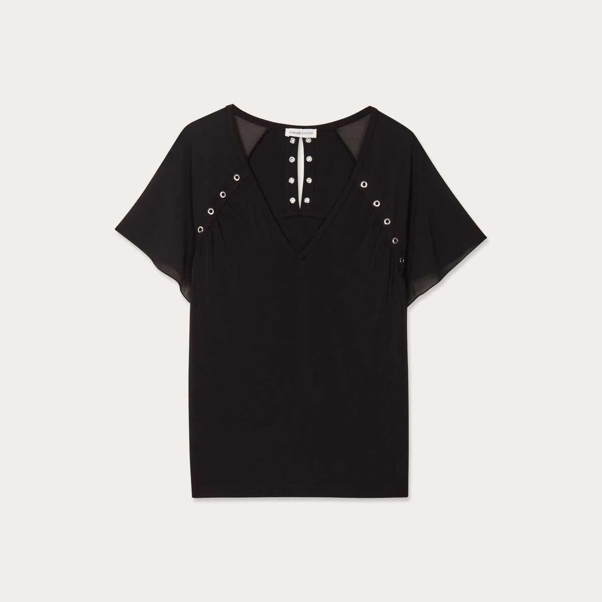 Blouse manches courtes noir femme