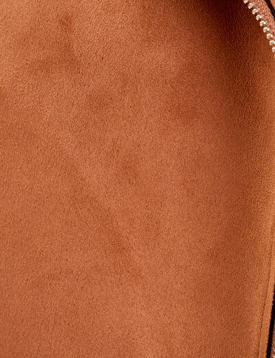 Veste esprit biker droite camel femme