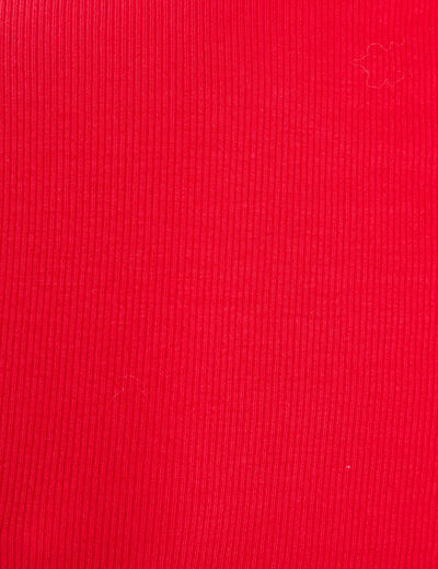 T-shirt manches courtes côtelé rouge femme