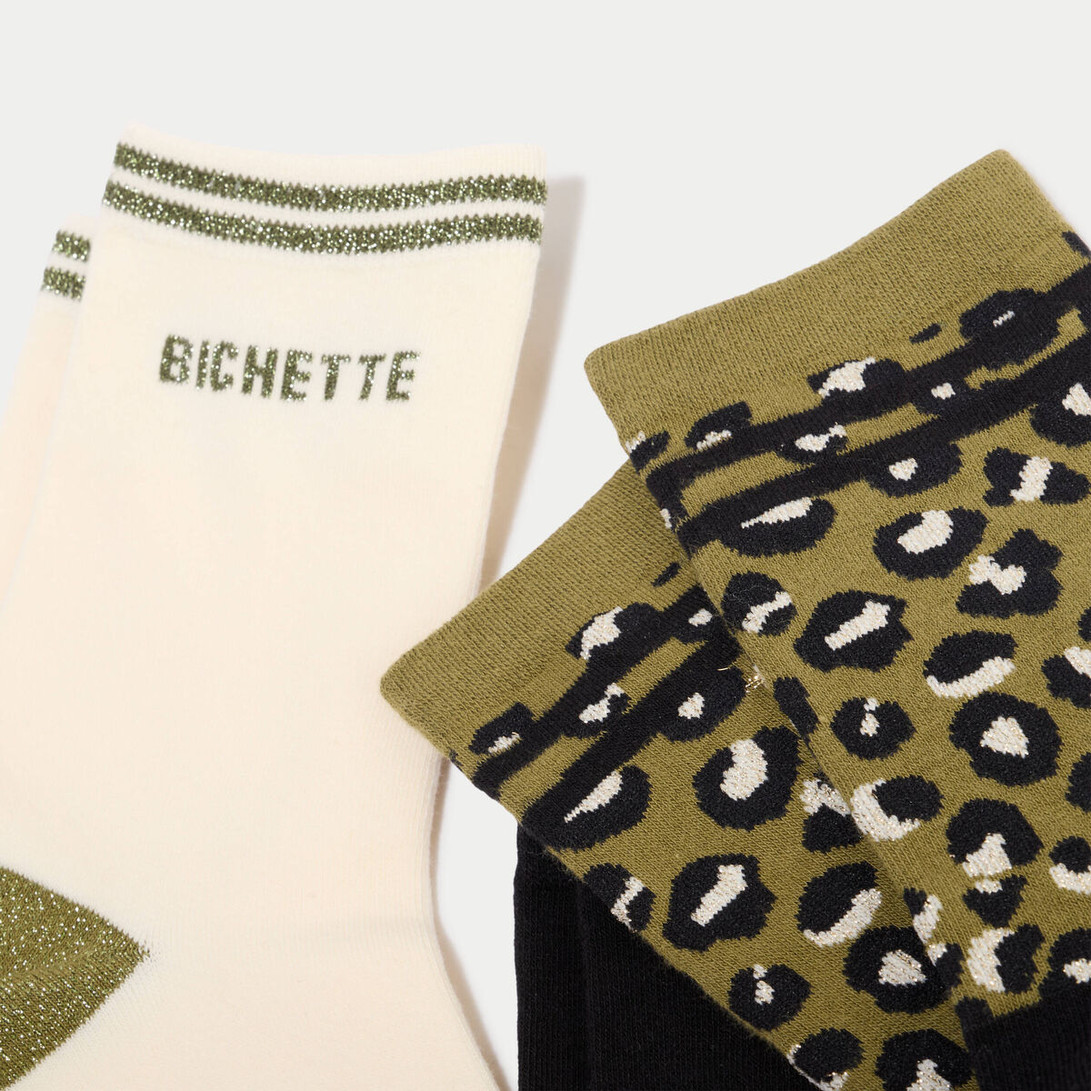 Lot de 3 paires de chaussettes vert kaki femme