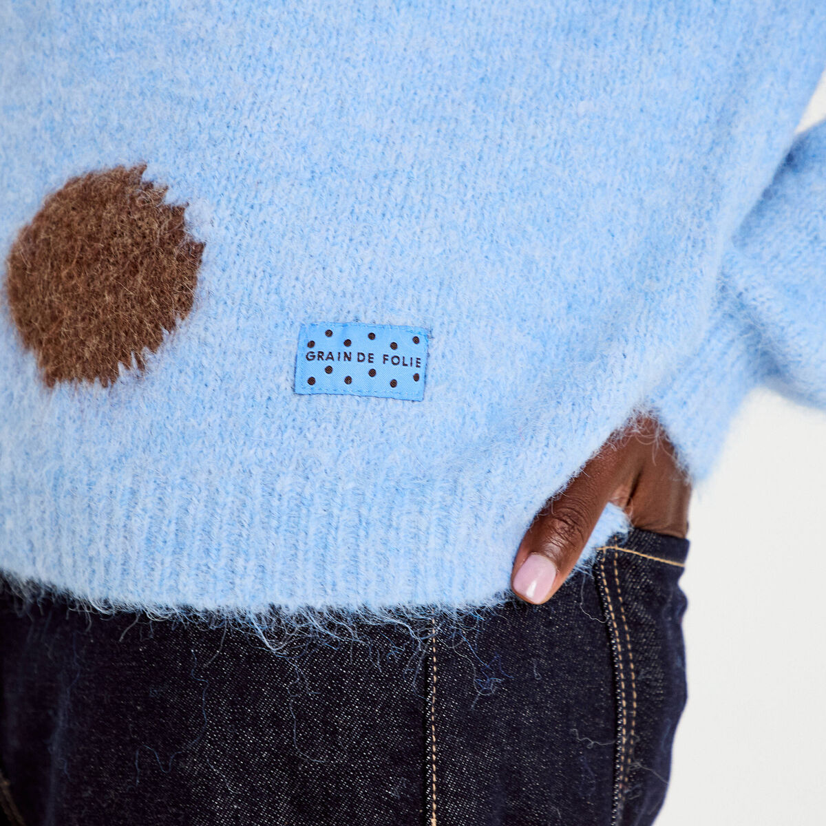 Pull manches longues bleu ciel femme