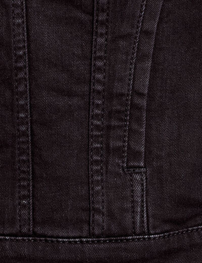 Veste droite boutonnée en jean noir femme