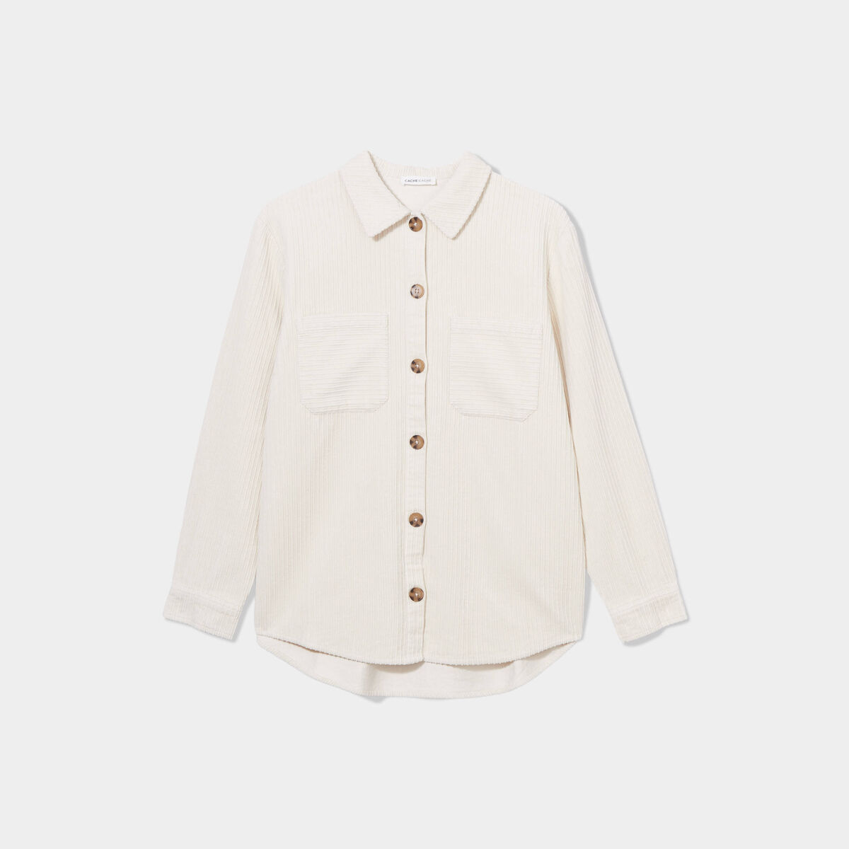 Surchemise velours côtelé ecru femme