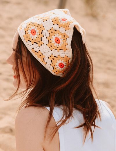 Foulard crochet orange femme