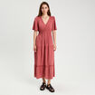 Robe longue évasée vieux rose femme