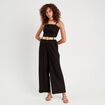 Combinaison pantalon bretelles avec lin noir femme