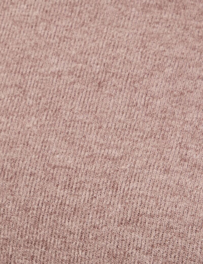 Sweat col roul&eacute; manches longues terracotta femme