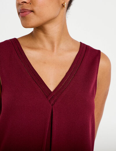 D&eacute;bardeur sans manches bordeaux femme