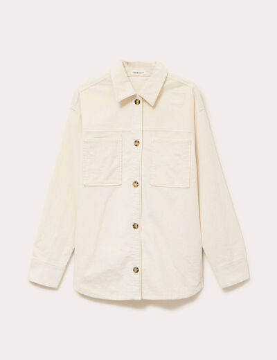 Chemise oversize en velours ivoire femme