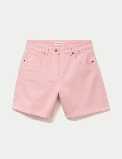 Bermuda regular 5 poches en jean rose clair femme
