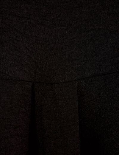 Chemise droite pliss&eacute;e manches longues noir femme