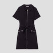 Robe droite zippée ceinturée noir femme