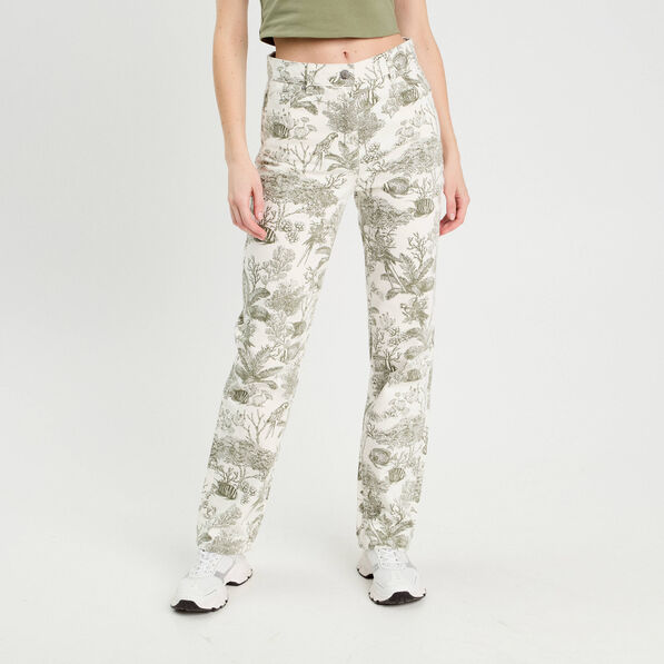 Jeans straight taille haute blanc femme
