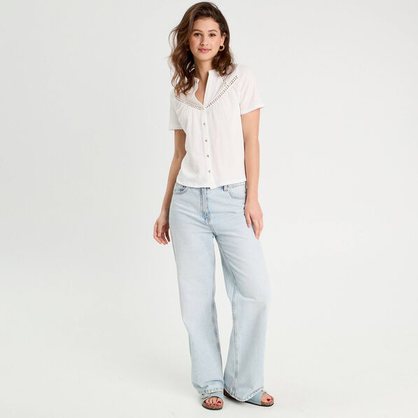 blouse manches courtes ecru femme Blouse manches courtes ecru femme