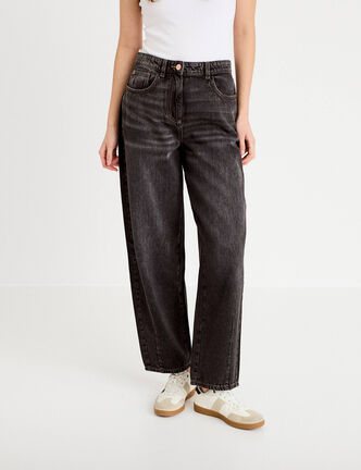 Jeans baggy taille basse denim snow noir femme