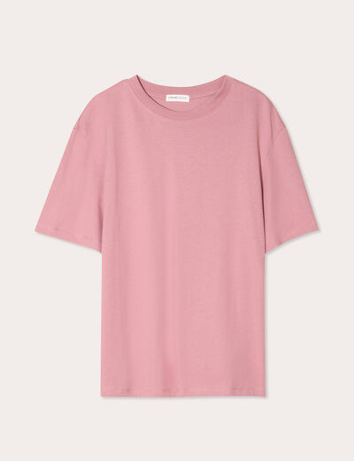 T-shirt oversize col rond vieux rose femme