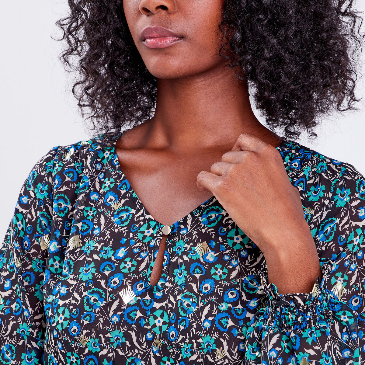 Blouse manches longues noir femme