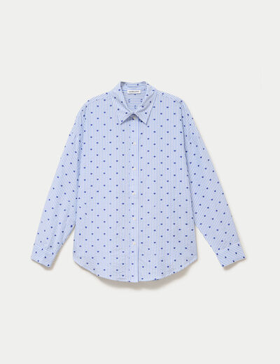 Chemise oversize manches longues bleu femme