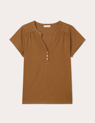 T-shirt manches courtes marron femme
