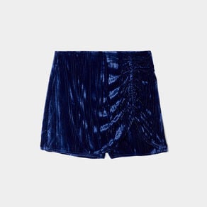 jupe short ajustee velours bleu fonce femme Jupe-short ajustée velours bleu foncé femme