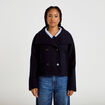 Veste chin&eacute;e col montant manches longues bleu marine femme