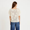 Pull ajour&eacute; col bateau manches courtes ecru femme