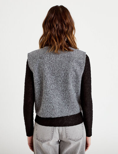 Veste sans manches effet polaire gris clair femme