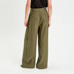 Pantalon large avec pinces vert kaki femme