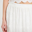 Jupon long &eacute;vas&eacute; avec broderie blanc femme