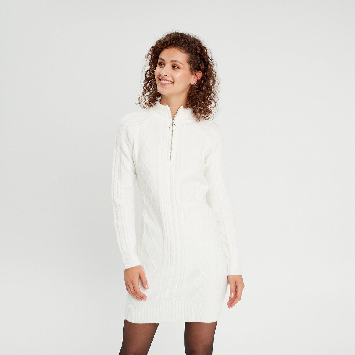Robe pull droite camionneur ecru femme