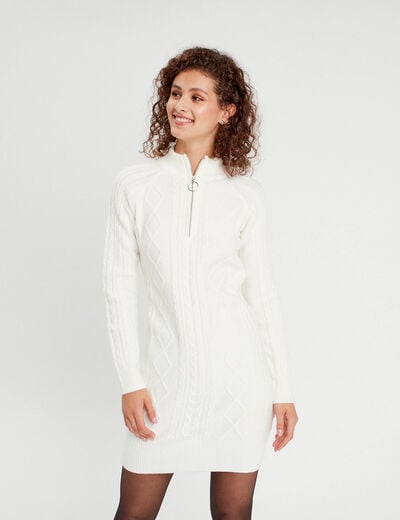Robe pull droite camionneur ecru femme