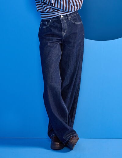 Jean wide leg taille basse denim brut femme