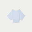 Pull ample manches courtes col rond bleu ciel femme