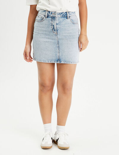 Jupe trapèze en jean denim double stone femme